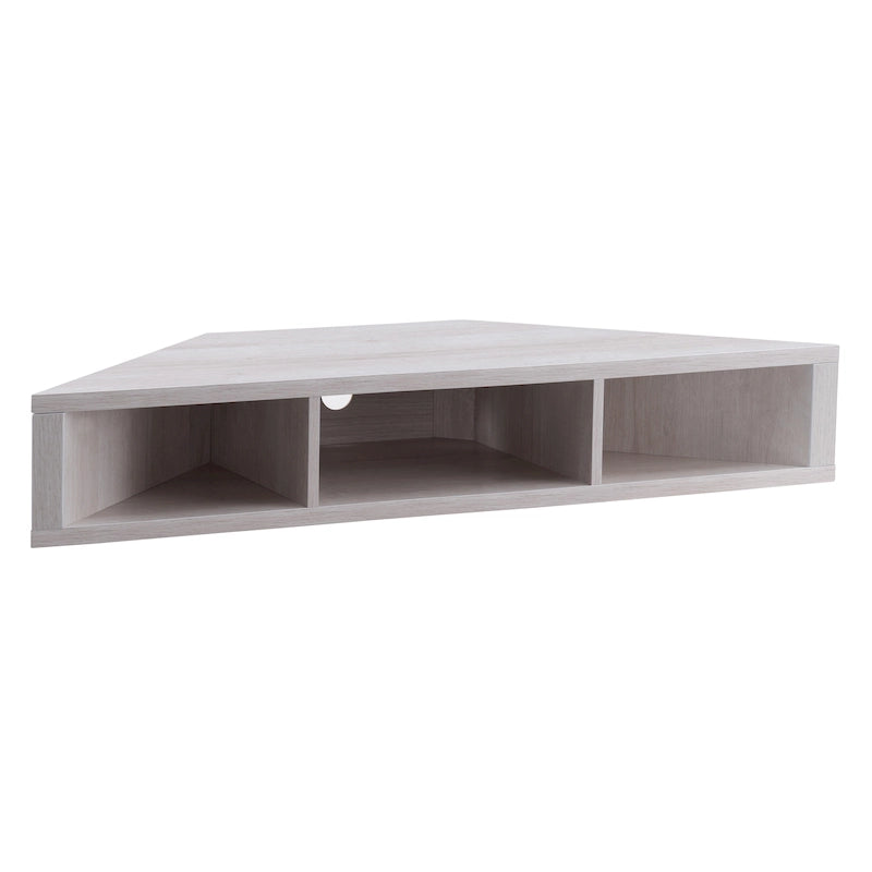 Meuble TV d'angle flottant de 47", 3 étagères, style transitionnel, support mural peu encombrant
