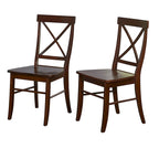Lot de 2 chaises de salle à manger en bois d'hévéa, dossier en croix, capacité de 113 kg, finition mate