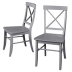 Lot de 2 chaises de salle à manger en bois d'hévéa, dossier en croix, capacité de 113 kg, finition mate