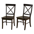 Lot de 2 chaises de salle à manger en bois d'hévéa, dossier en croix, capacité de 113 kg, finition mate