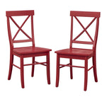 Lot de 2 chaises de salle à manger en bois d'hévéa, dossier en croix, capacité de 113 kg, finition mate