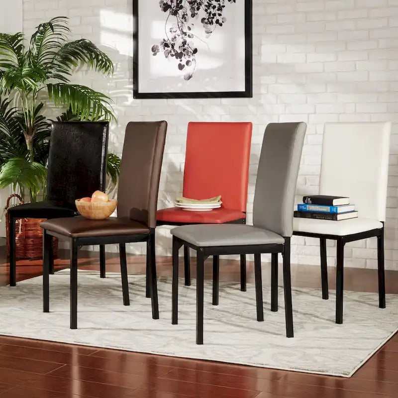Lot de 2 chaises de salle à manger rembourrées, cadre en métal espresso, assise rembourrée, style moderne