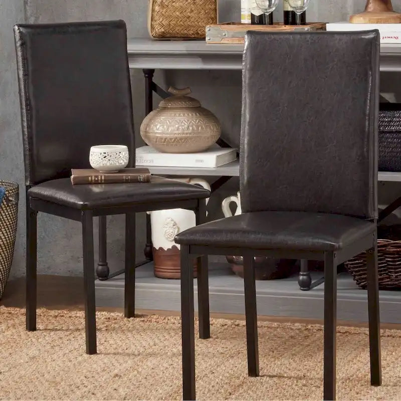 Lot de 2 chaises de salle à manger rembourrées, cadre en métal espresso, assise rembourrée, style moderne