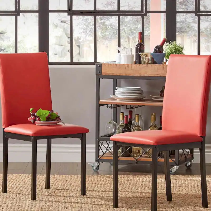 Lot de 2 chaises de salle à manger rembourrées, cadre en métal espresso, assise rembourrée, style moderne