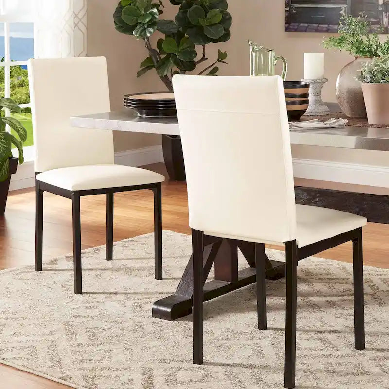 Lot de 2 chaises de salle à manger rembourrées, cadre en métal espresso, assise rembourrée, style moderne