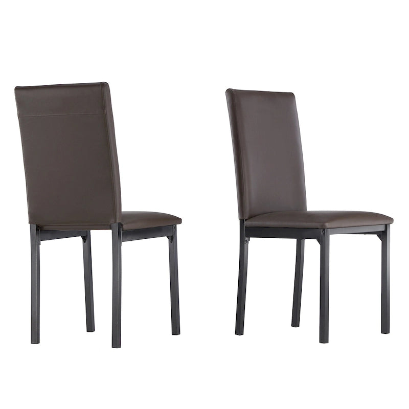 Lot de 2 chaises de salle à manger rembourrées, cadre en métal espresso, assise rembourrée, style moderne
