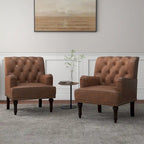 Fauteuils d'appoint en cuir végétalien capitonné avec garniture cloutée