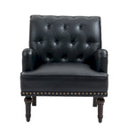 Fauteuils d'appoint en cuir végétalien capitonné avec garniture cloutée
