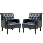 Fauteuils d'appoint en cuir végétalien capitonné avec garniture cloutée