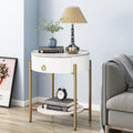 Table d'appoint ronde avec tiroir de rangement, pieds en métal, table de chevet moderne pour chambre et salon