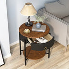 Table d'appoint ronde avec tiroir de rangement, pieds en métal, table de chevet moderne pour chambre et salon