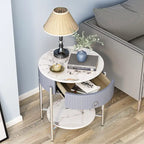 Table d'appoint ronde avec tiroir de rangement, pieds en métal, table de chevet moderne pour chambre et salon