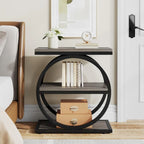 Table d'appoint étroite avec 3 étagères de rangement, Table d'appoint en bois pour salon