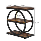 Table d'appoint étroite avec 3 étagères de rangement, Table d'appoint en bois pour salon
