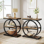 Table d'appoint étroite avec 3 étagères de rangement, Table d'appoint en bois pour salon