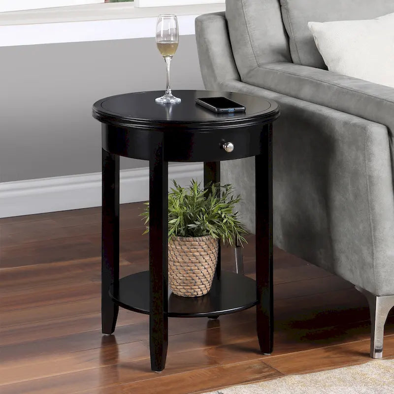 Table d'appoint avec 1 tiroir et étagère inférieure, style classique, pour salon