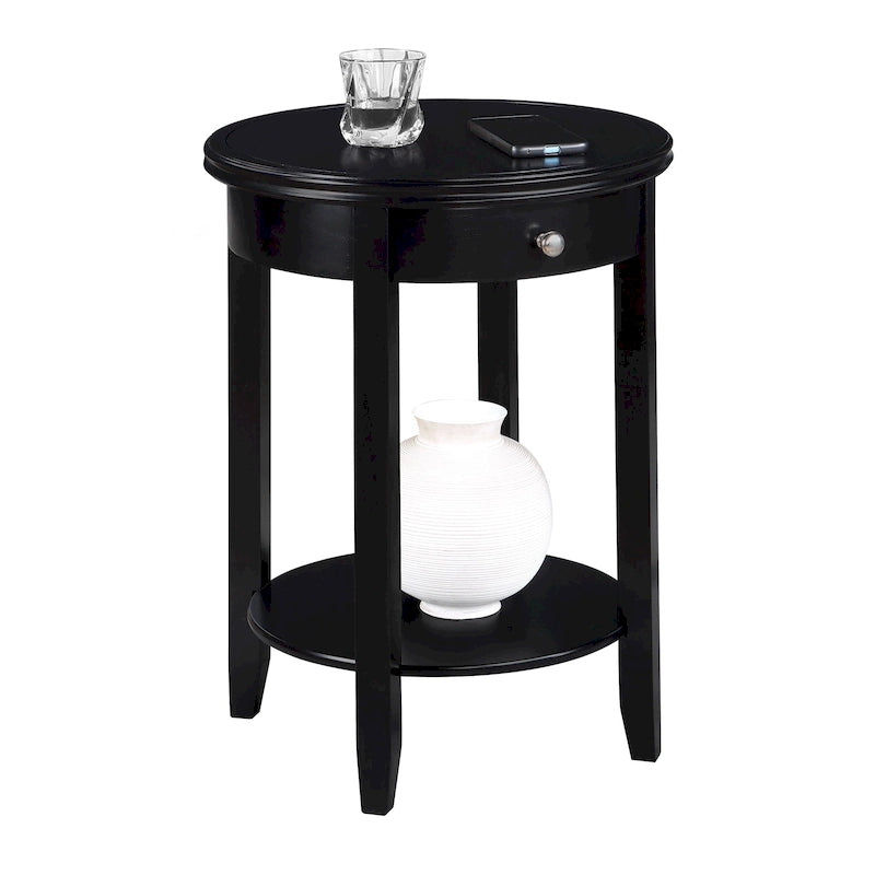 Table d'appoint avec 1 tiroir et étagère inférieure, style classique, pour salon