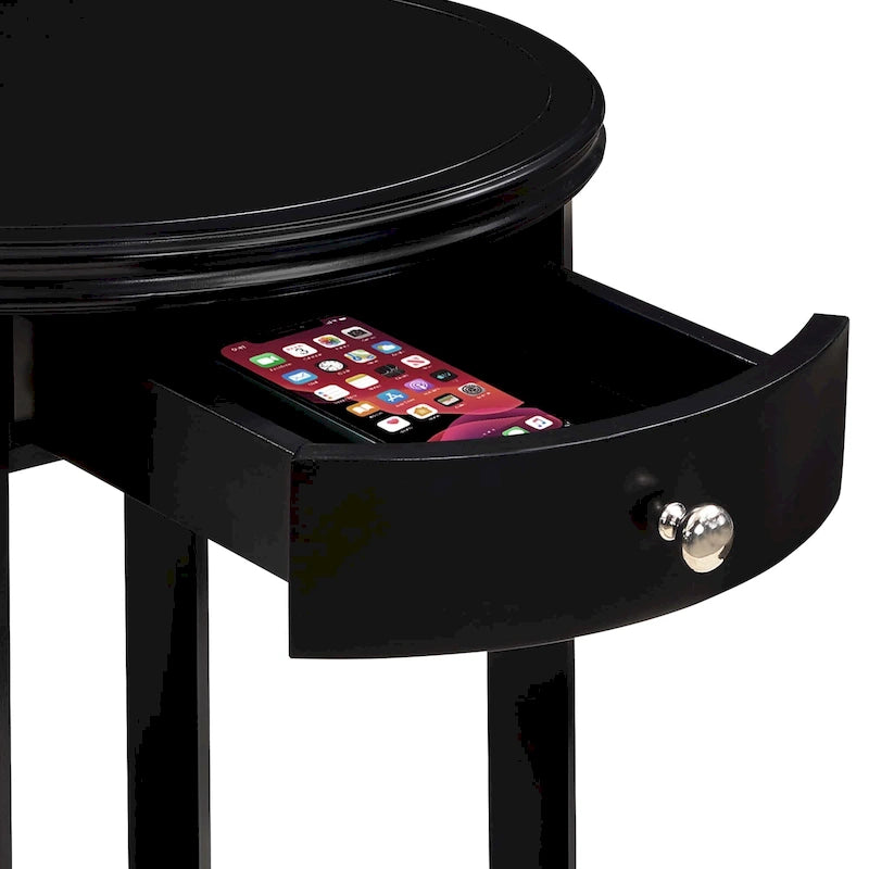 Table d'appoint avec 1 tiroir et étagère inférieure, style classique, pour salon