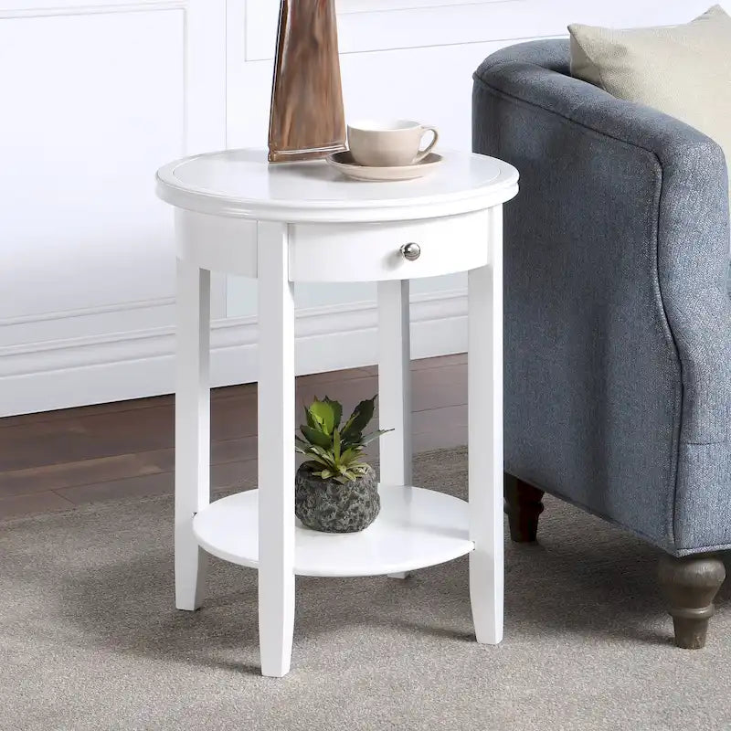 Table d'appoint avec 1 tiroir et étagère inférieure, style classique, pour salon