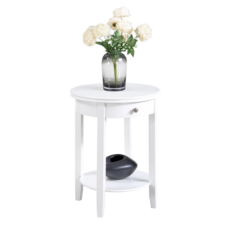 Table d'appoint avec 1 tiroir et étagère inférieure, style classique, pour salon