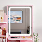 Coiffeuse avec miroir LED intégré et tabouret