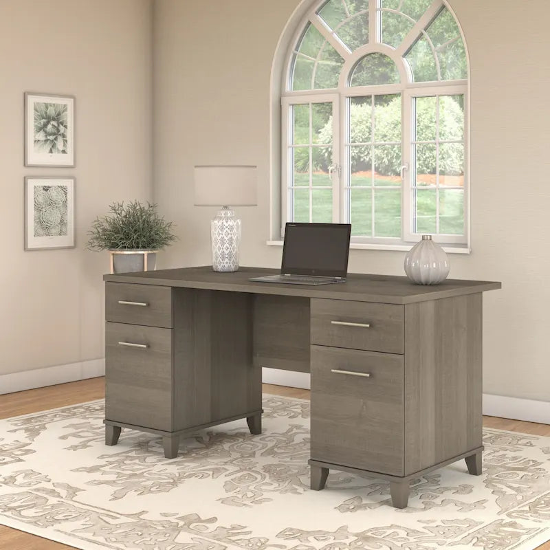 Bureau d'ordinateur de 152 cm avec tiroirs, bureau d'écriture pour bureau à domicile, plusieurs options de finition