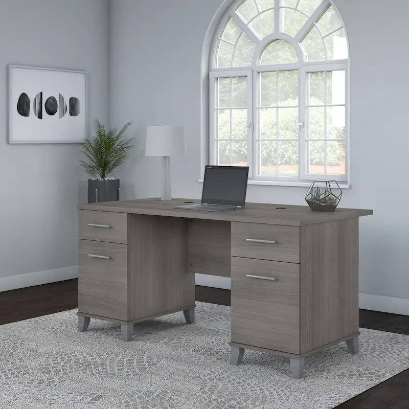 Bureau d'ordinateur de 152 cm avec tiroirs, bureau d'écriture pour bureau à domicile, plusieurs options de finition