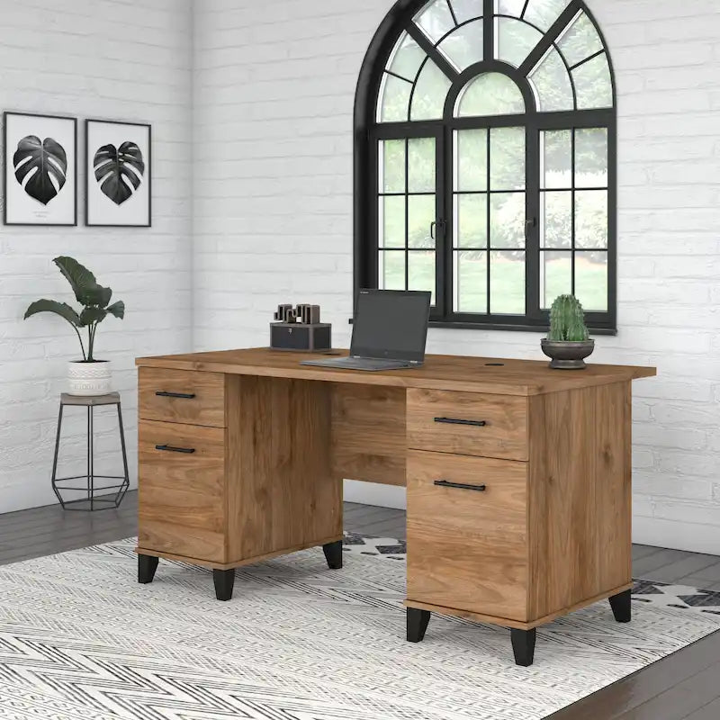 Bureau d'ordinateur de 152 cm avec tiroirs, bureau d'écriture pour bureau à domicile, plusieurs options de finition