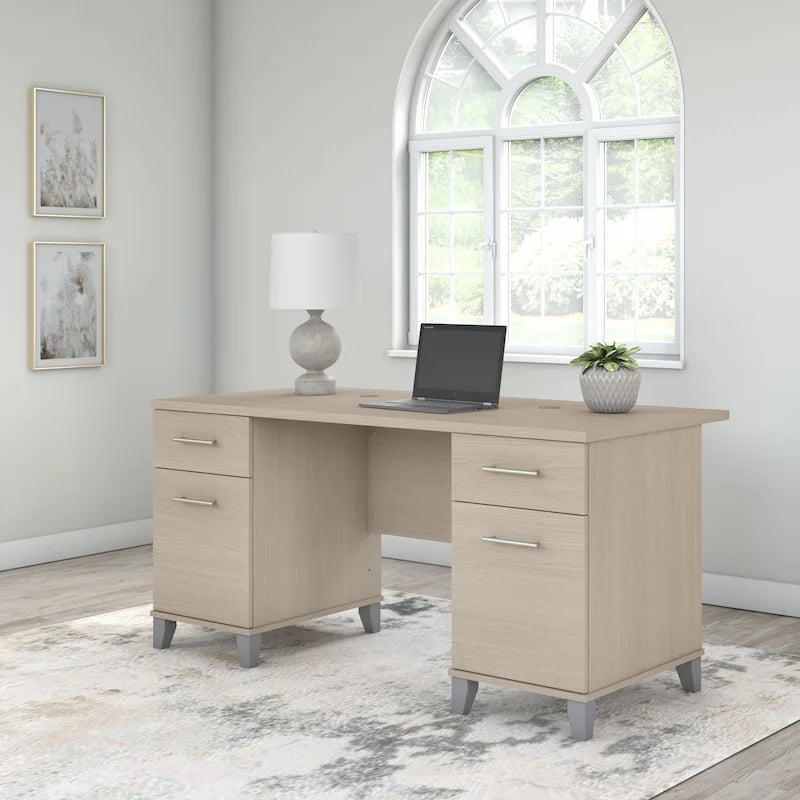 Bureau d'ordinateur de 152 cm avec tiroirs, bureau d'écriture pour bureau à domicile, plusieurs options de finition
