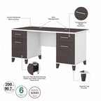 Bureau d'ordinateur de 152 cm avec tiroirs, bureau d'écriture pour bureau à domicile, plusieurs options de finition