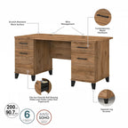 Bureau d'ordinateur de 152 cm avec tiroirs, bureau d'écriture pour bureau à domicile, plusieurs options de finition