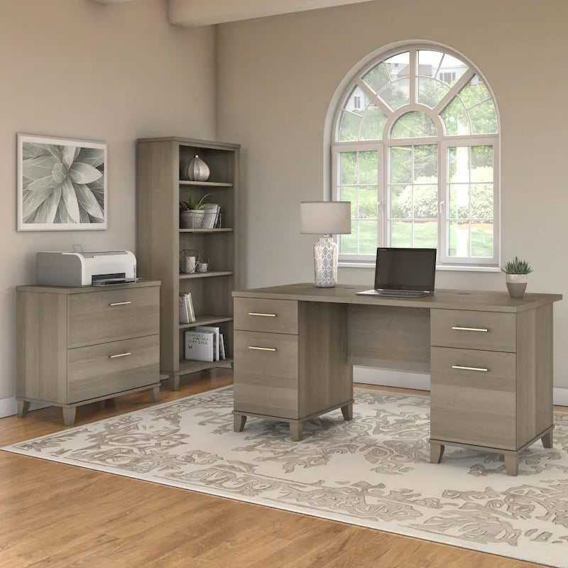 Bureau d'ordinateur de 152 cm avec tiroirs, bureau d'écriture pour bureau à domicile, plusieurs options de finition