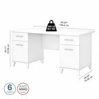 Bureau d'ordinateur de 152 cm avec tiroirs, bureau d'écriture pour bureau à domicile, plusieurs options de finition