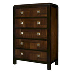 Ensemble de chambre 3 pièces en bois massif de noyer rustique, lit + commode + table de chevet, style ferme