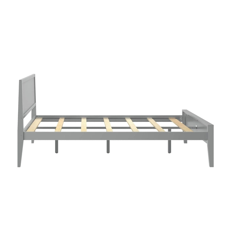 Lit plate-forme grand format avec tête de lit à panneaux, en bois de pin massif, ne nécessite pas de sommier à ressorts