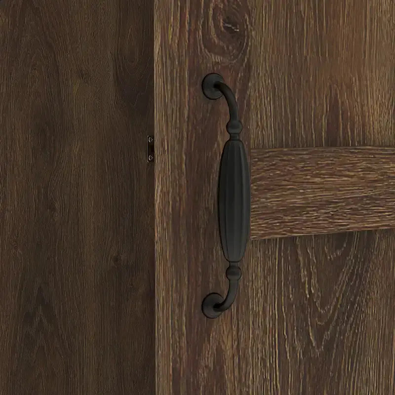 Armoire penderie rustique en noyer vieilli, doubles portes + 1 tiroir, tringle à vêtements, minimaliste