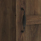 Armoire penderie rustique en noyer vieilli, doubles portes + 1 tiroir, tringle à vêtements, minimaliste
