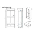 Armoire penderie rustique en noyer vieilli, doubles portes + 1 tiroir, tringle à vêtements, minimaliste