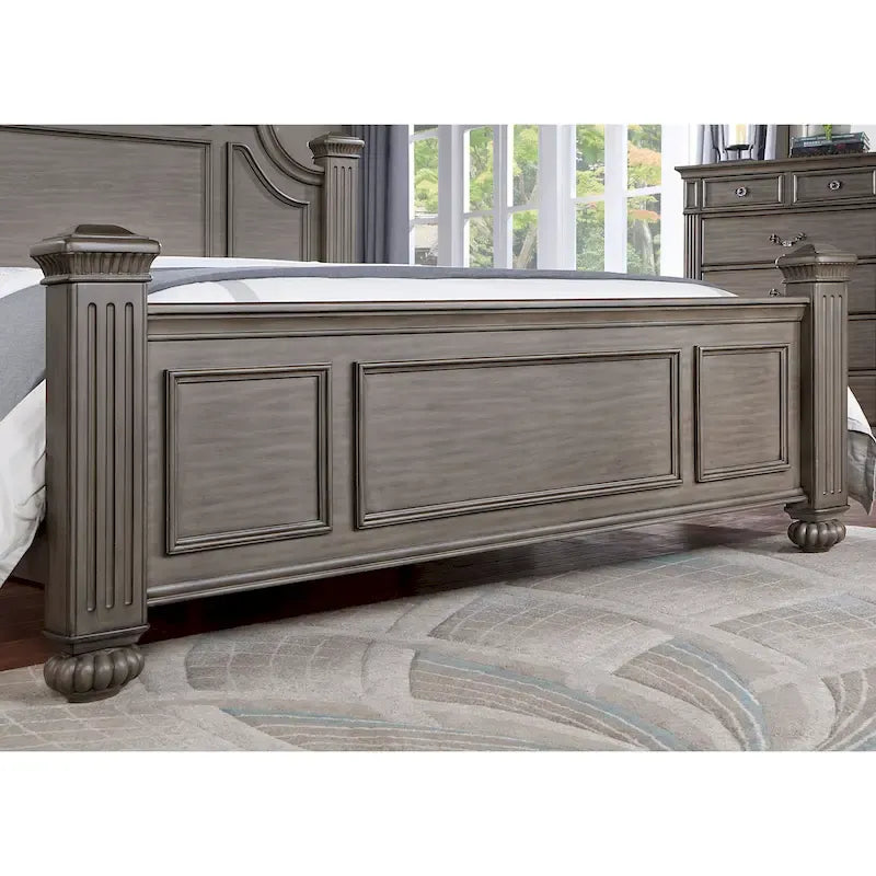Chambre à coucher 5 pièces style classique en bois gris, ensemble traditionnel