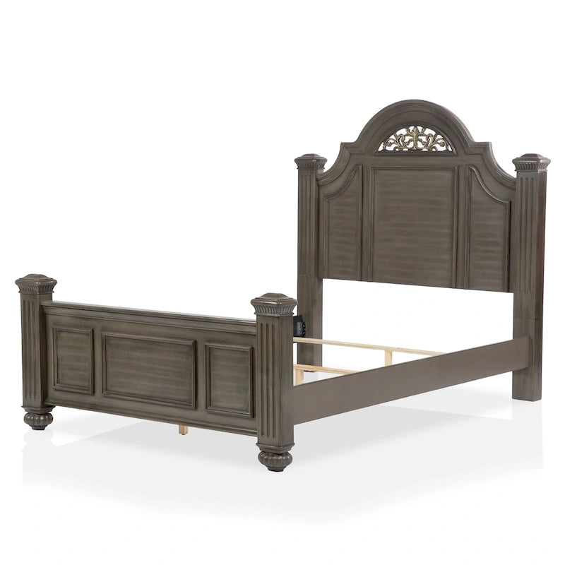 Chambre à coucher 5 pièces style classique en bois gris, ensemble traditionnel
