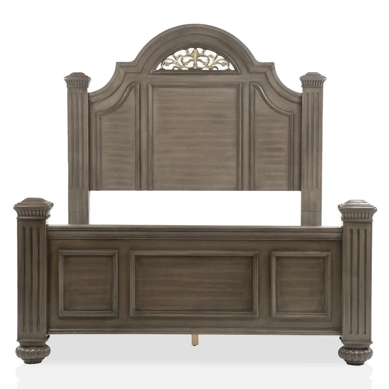 Chambre à coucher 5 pièces style classique en bois gris, ensemble traditionnel