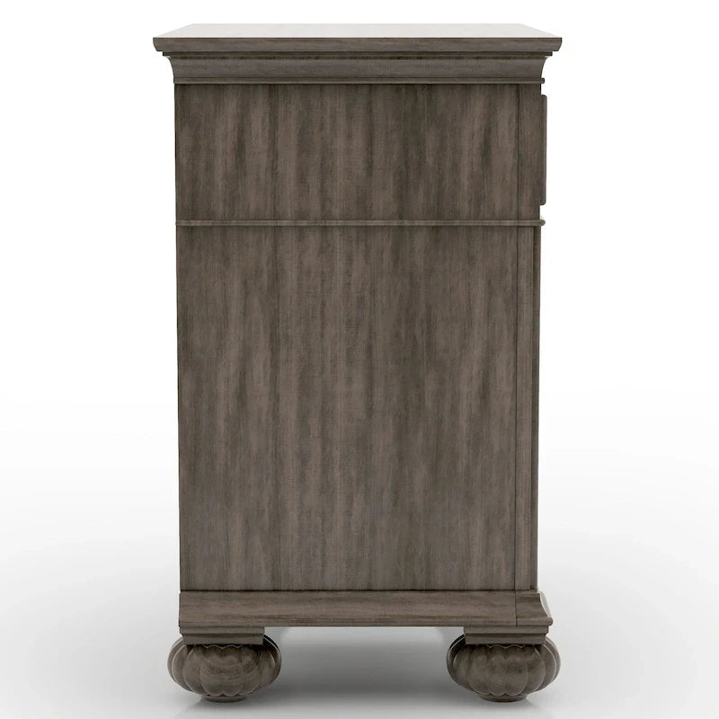 Chambre à coucher 5 pièces style classique en bois gris, ensemble traditionnel