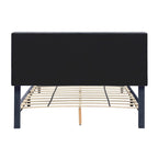 Lit de rangement capitonné gris avec ports de chargement USB, lit plateforme, chambre moderne