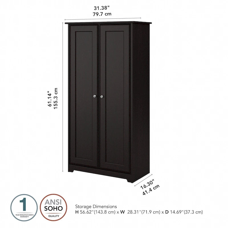 Meuble de rangement haut 79,8 cm (L) x 41,4 cm (l) x 155,2 cm (H), finition chêne expresso, étagères réglables