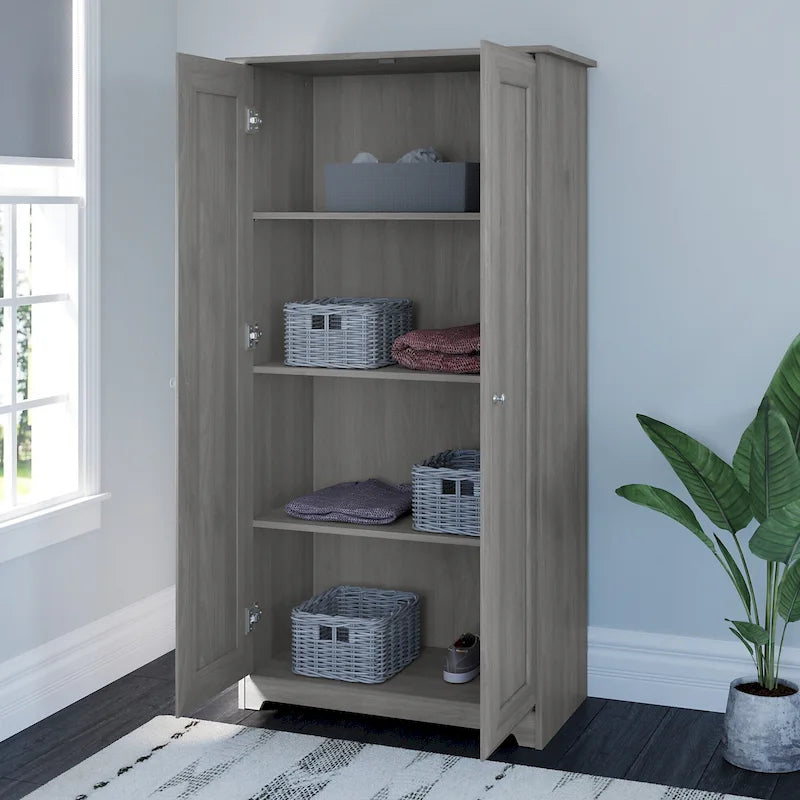 Meuble de rangement haut 79,8 cm (L) x 41,4 cm (l) x 155,2 cm (H), finition chêne expresso, étagères réglables