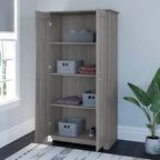 Meuble de rangement haut 79,8 cm (L) x 41,4 cm (l) x 155,2 cm (H), finition chêne expresso, étagères réglables