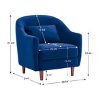 VANOMi 28.34 Fauteuil d'appoint, Fauteuil crapaud en velours avec pieds en bois massif