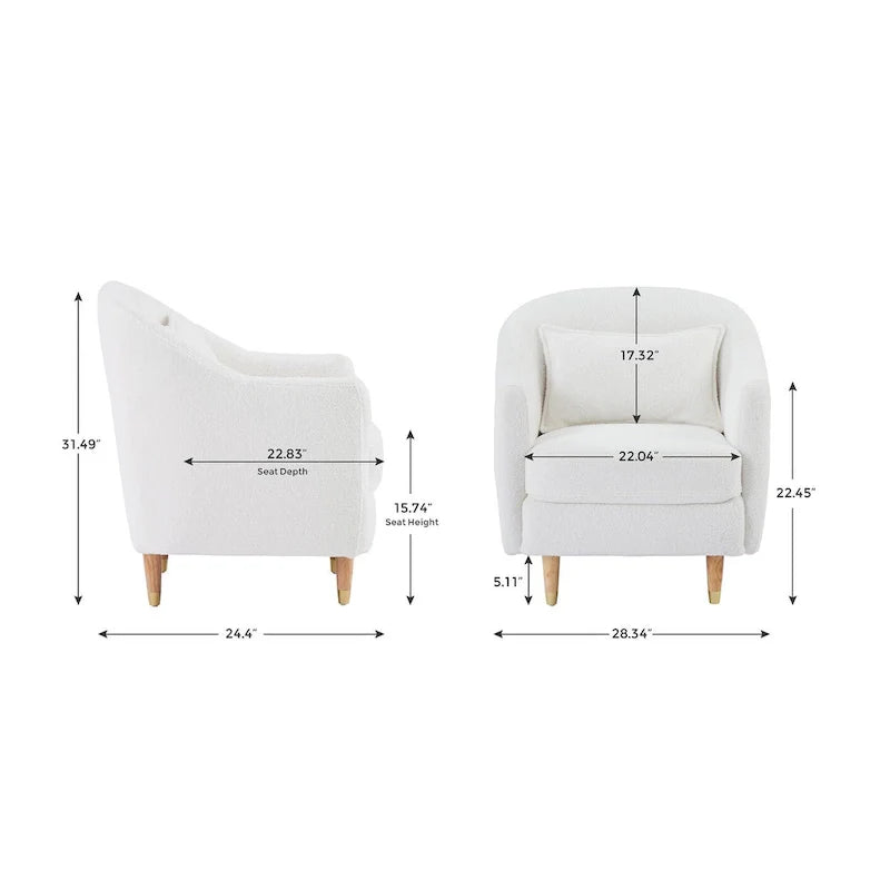 VANOMi 28.34 Fauteuil d'appoint, Fauteuil crapaud en velours avec pieds en bois massif