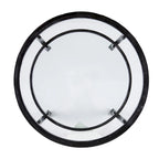 Table d'appoint ronde, cadre en métal noir vieilli, plateau en verre + étagère inférieure, style industriel