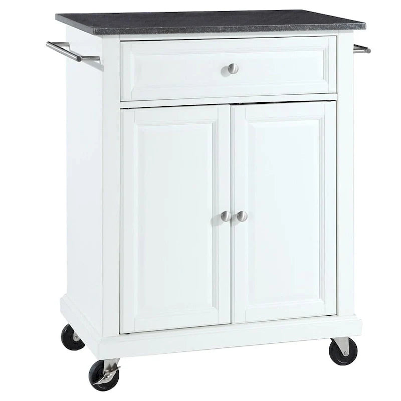 Chariot/îlot de cuisine Crosley avec finition blanche/dessus en granit noir massif - 18p x 31l x 35,5h